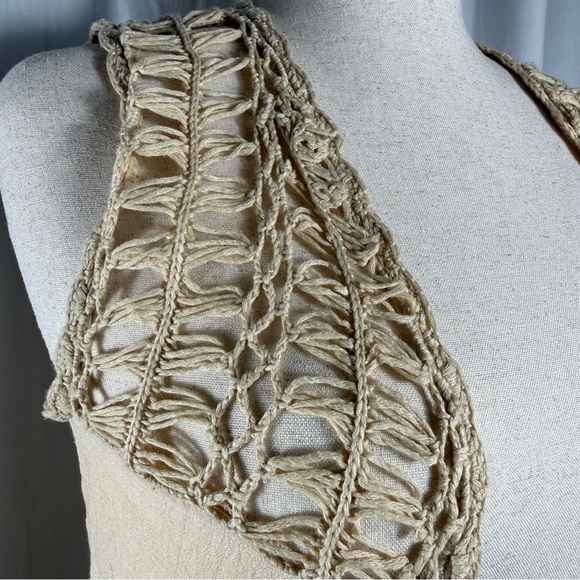 Cream Crochet Fringe Vest Size M Boho Chic Festival Fashion Crochet Fringe Rue21 - Picture 12 of 13
